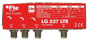 FTE zosilňovač LG 227 s LTE filtrom, zosilnenie 22 dB, 1x VHF, 2x UHF