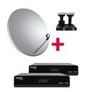 SET pro montáž- 2 x přijímač TE-3000, parabola 80, LNB monoblok TWIN
