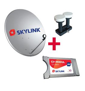 SET pro montáž SKYLINK - modul Viaccess, parabola 80, LNB monoblock SINGLE