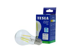 TESLA BL270440-1 – LED filament retro bulb žárovka E27, 4,2W, 470 lm, 4000K, čirá